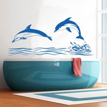 Uređenje Kupaonice Delfin Odskakanje Delfin Dizajn Naljepnica Zid Vodenih Bića Plakat Zidno Slikarstvo Ljepota Naljepnice W373 Slika 0