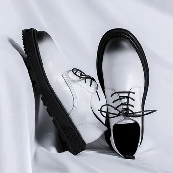 Casual muške Kožne Cipele u britanskom Stilu, Berba fancy večernji modeliranje лоферы na Танкетке, poslovni radnici vjenčanje Oxfords čipka-up, Talijanske Cipele