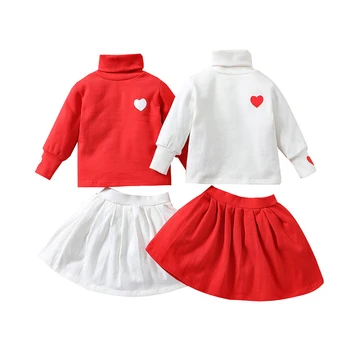 Jesensko-zimska Odjeća za djevojčice, Komplet Odjeće iz 2 predmeta, Slatka Majice s dugim rukavima + Suknja, Kompleta za dječje kostime
